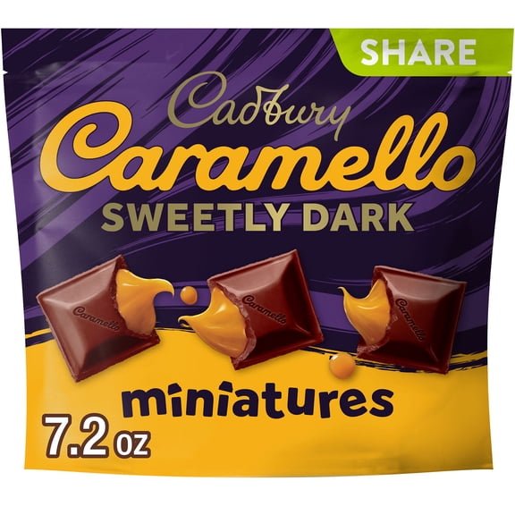 CADBURY CARAMELLO SWEETLY DARK Miniatures Semi-Sweet Dark Chocolate Caramel Candy Share Pack, 7.2 oz