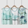 thumbnail image 2 of TAIAOJING Boy Eye-Catching T-Shirts 3 Pack Cartoon Dinosaurs Printed Sleeveless O-Neck Tshirts Striped Vest Top For To Teenager Kids Durable Playsuit Sunsuit Clothes, 2 of 3