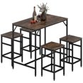 thumbnail image 1 of HOMCOM Ensemble de Bar Industriel 5 Pcs, Ensemble de Table de Salle à Manger avec 4 Tabourets, 1 of 10