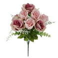thumbnail image 3 of Mainstays 17.5 inches Indoor Artificial Rose Bush with Leaves, Pink Color, Polyester, 3 of 8