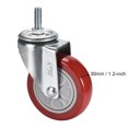 thumbnail image 3 of Ruedas giratorias Caster PU de 4 pulgadas de diámetro, vástago roscado M12 x 30 mm, capacidad de 286 lb, 2 piezas, 3 of 3