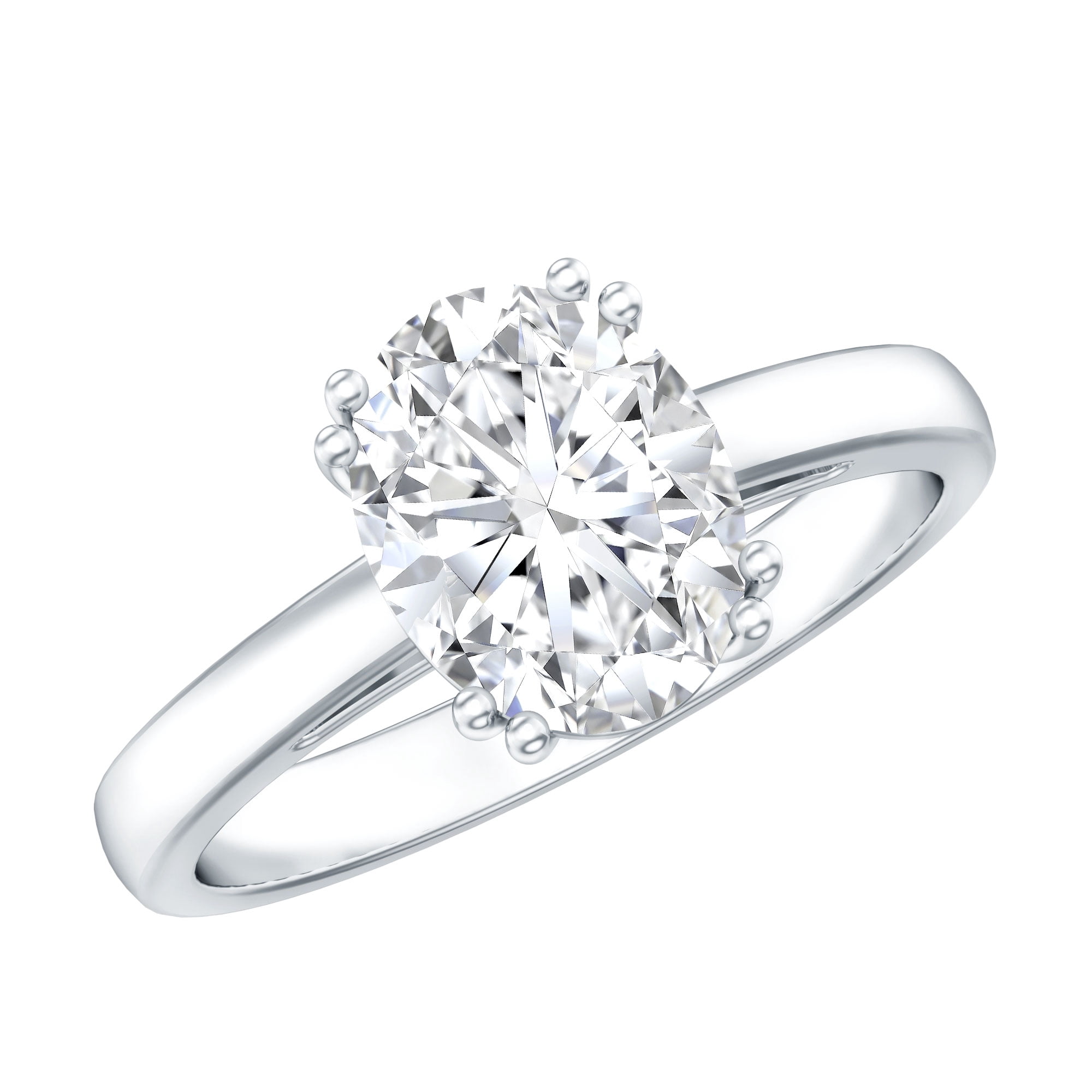Rosec Jewels - Lab Grown Diamond Oval Engagement Ring 2 Carat - Big Diamond Ring (EF-VS Quality), 925 Sterling Silver, US 4.00