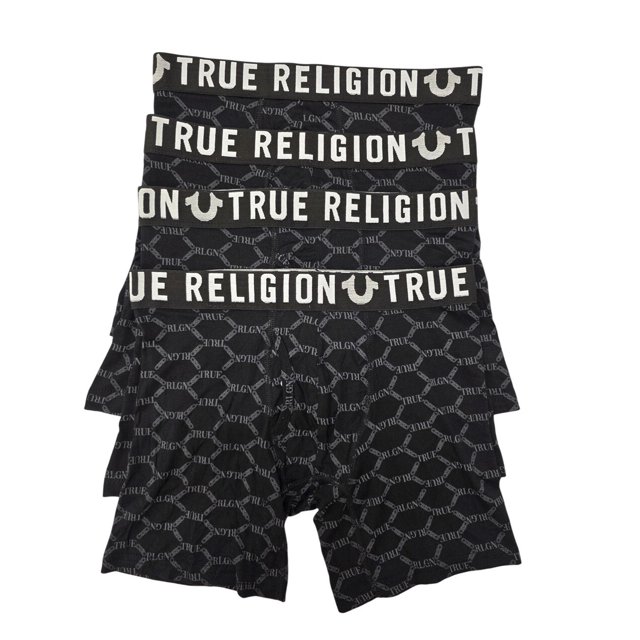 True Religion Modal Boxer Briefs 4-Pack - TR335 (Black/Logo, XL)