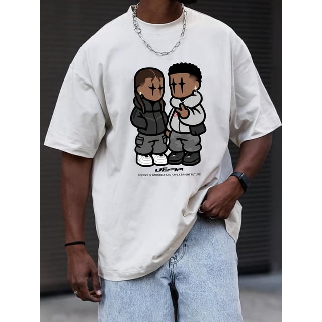 1pc Men's Casual Polyester T-Shirt with Geometric Pattern Print, Round Neck, Short Sleeve, Regular Fit, Summer Tee - 180gsm Knitted Fabric Tee For Adult, Men, Women, Teen, Teenager, Adolescent,Youth