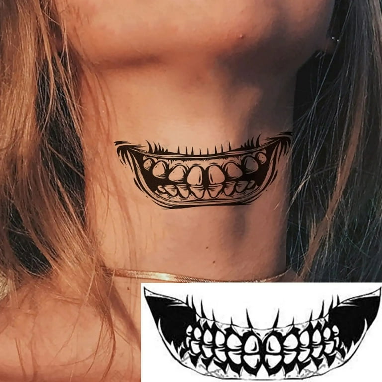 10pcs Halloween Mouth Teeth Tattoo Stickers Horrible Mouth Face Smile Lip  Stickers for Halloween Masquerade Decoration - Walmart.com