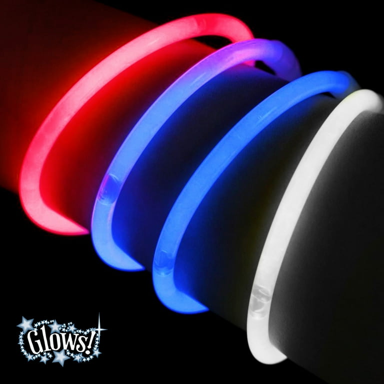 8 Inch Premium Bi Color Blue/Pink Glow Stick Bracelets 