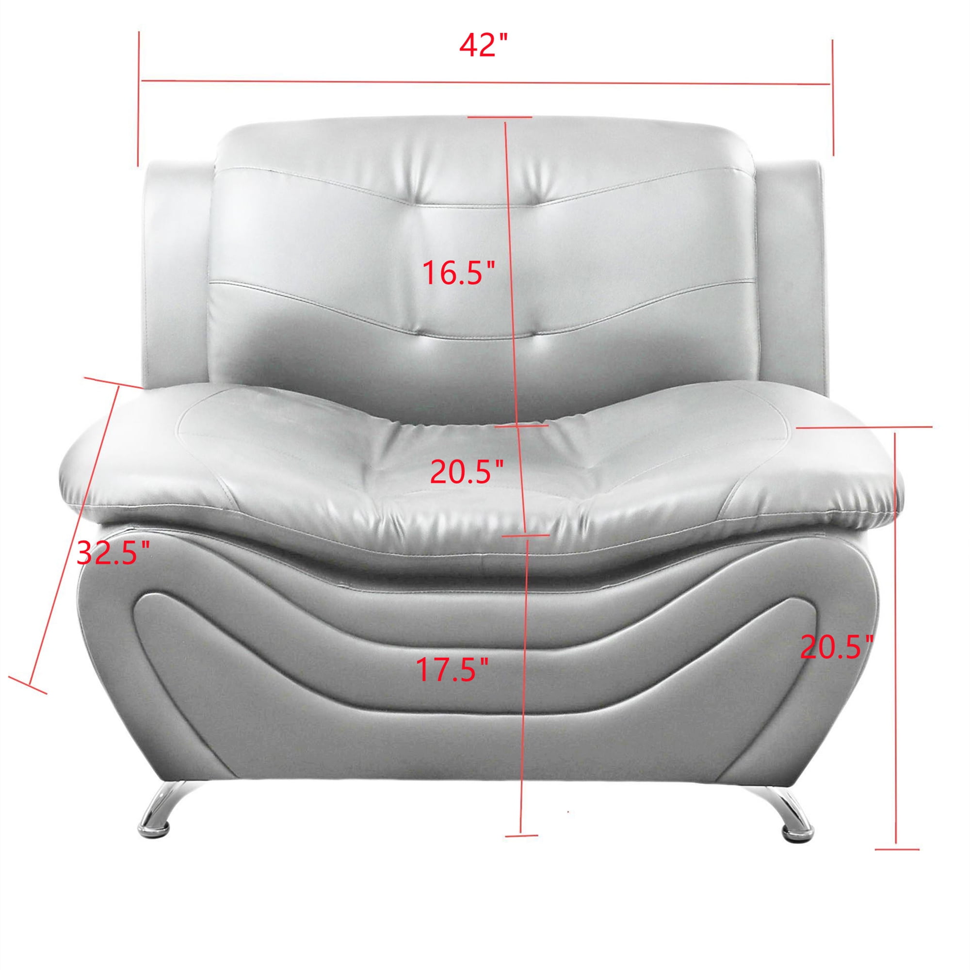 Aukfa 3 Piece Sofa Set - 42" Wide Upholstered Couch Armchair, Leather, Black&White
