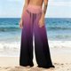 thumbnail image 3 of Pantalones de playa de gasa ligeros para mujer con protección solar, pantalones anchos de estilo bohemio estampados, blusa para mujer, 3 of 7