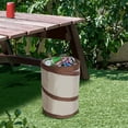 thumbnail image 3 of Smart Design Spiral Pop Up Trash Bin - 9.5 inch x 13 inch - Beige with Dark Brown Trim, 3 of 7