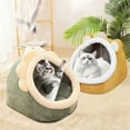 thumbnail image 1 of Casita Semicerrada para Gatos y Perros, Ideal para El Invierno | Alfombrilla Lavable y Extraíble | Caseta Acogedora para Gatos 30X40X35Cm Verde, 1 of 6