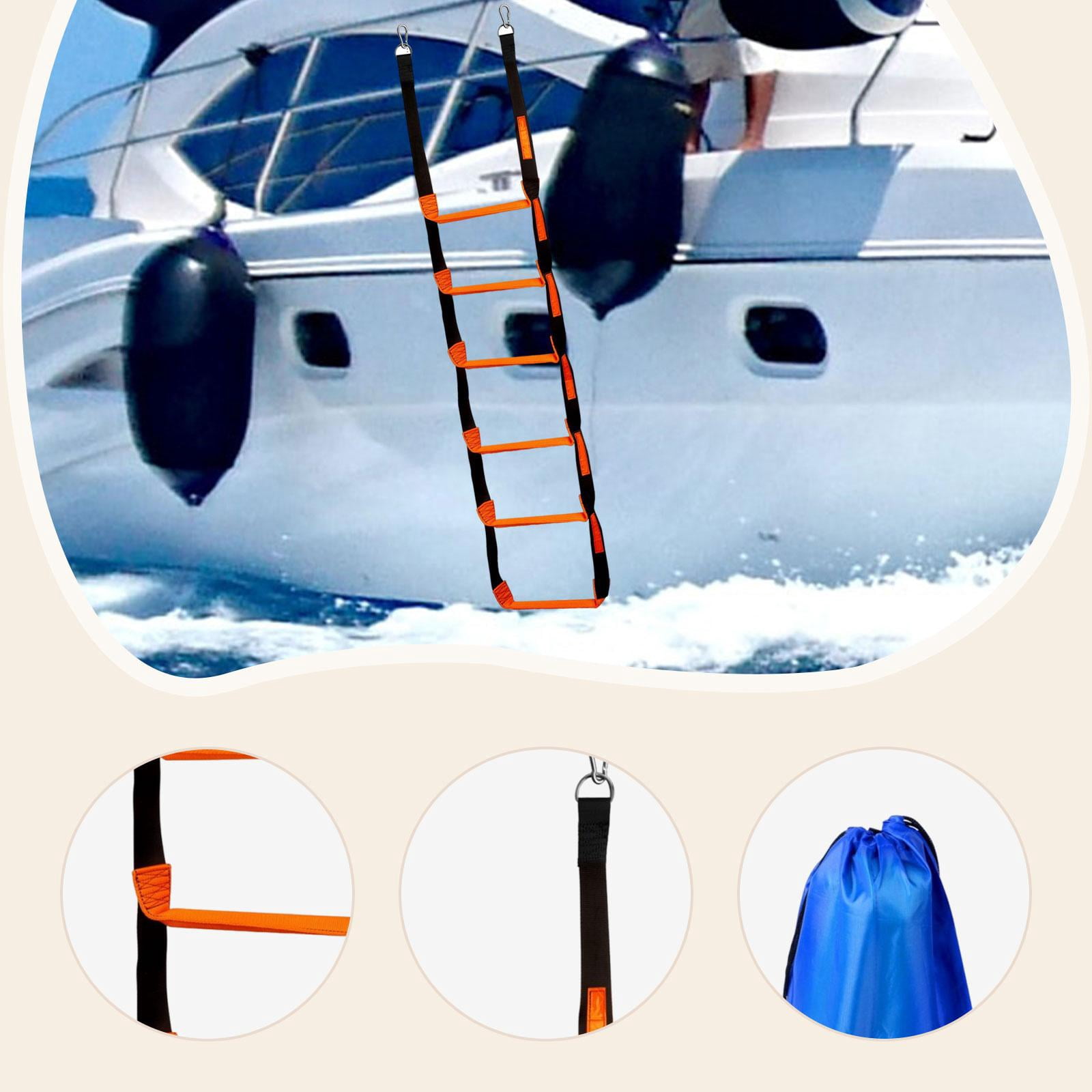 Dualoai Marine Rope Ladder Anti Skidding Steps for Fishing Boats Kayak Pontoon Boats 6 Steps 30x204cm