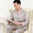 thumbnail image 1 of Conjunto de pijama de satén para hombre, ropa de dormir con estampado de 2 piezas, para estar en casa, novedad de verano, 1 of 4