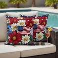 thumbnail image 5 of 4th of July Pillow Covers 2 Pack Red Blue White Daisy Pillowcase Waterproof Outdoor Throw Pillow Cover for Patio Garden Square Cushion 20”x20”, 5 of 9