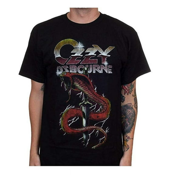 Ozzy Osbourne Men's Vintage Snake T-Shirt (X-Large, Black)