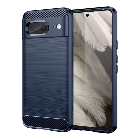 Rosebono Compatible With Google Pixel 8 Pro Carbon Fiber Texture Pattern TPU Case (Navy)