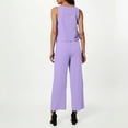 thumbnail image 4 of Conjunto de dos piezas de lino de color liso para mujer: top corto sin mangas con botones y pantalones de pierna ancha, tejido transpirable para el verano, 4 of 8
