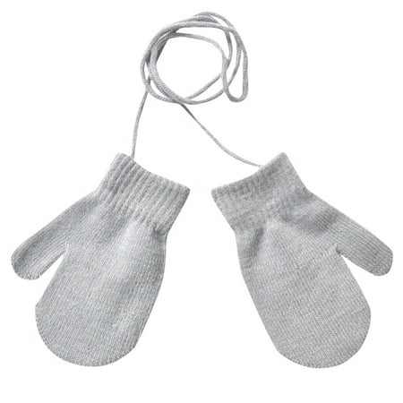 

Gloves Mittens Children Winter Warm Solid Knitted Cute With String Gloves Gift on Clearance