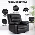 thumbnail image 4 of Oversized Recliner Chair Manual Recliner Chair with Massage and Heat Leather Recliner Sofa with Wide Arms and Back, Side Pockets Super Comfortabe Theater Recliner for Living Room, Black, 4 of 4