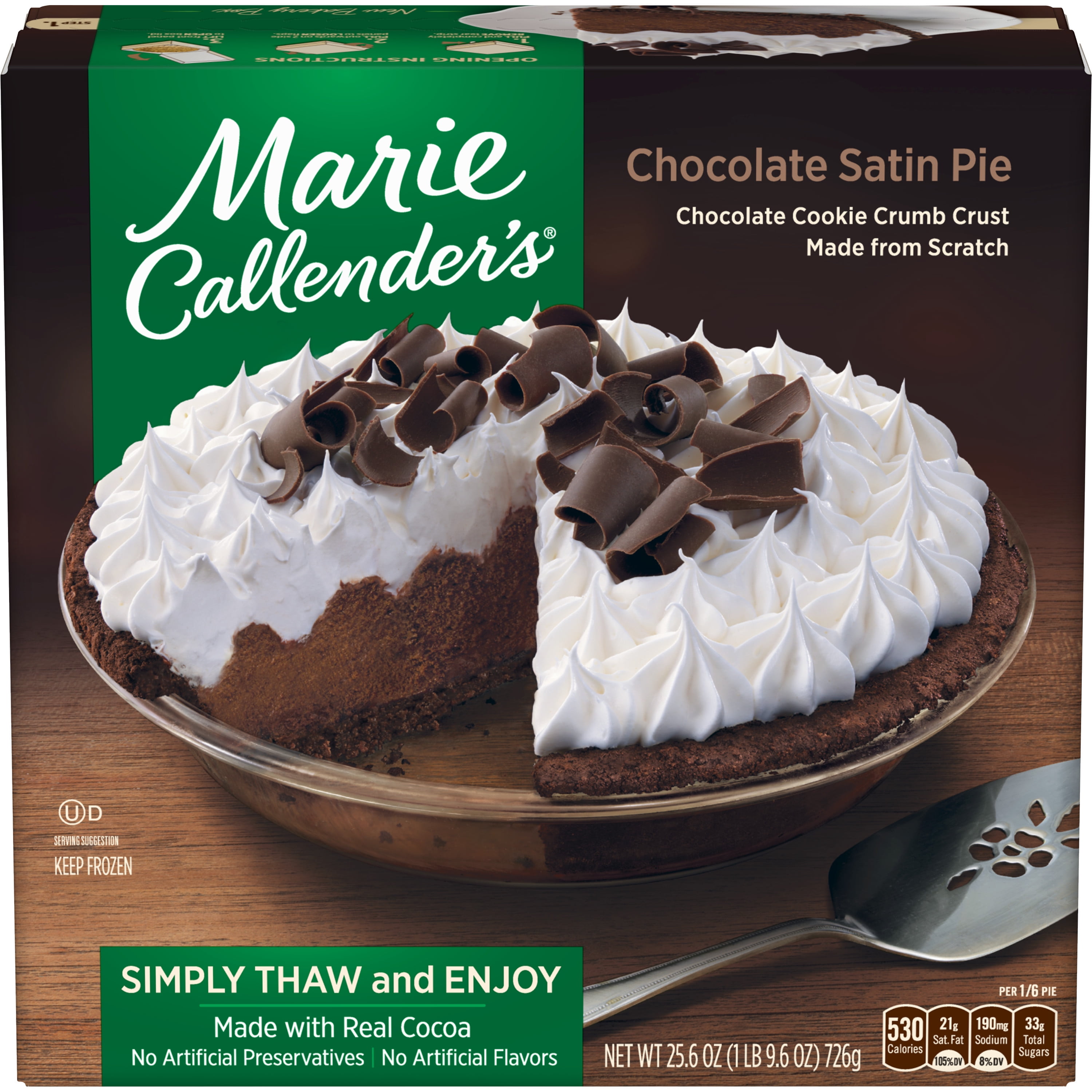 Marie Callender s Chocolate Satin Pie Frozen Dessert 25 6 Ounce 