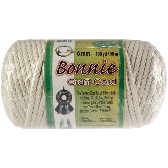 Pepperell Bonnie Macrame Craft Cord 6mmX100yd-Lamb's Wool