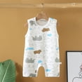 thumbnail image 2 of WUANDIXFA Toddler Baby Boy Girl Farm Clothes Cartoon Animals Print Jumpsuit Romper Summer Overall Country Stuff (Grey, 0-6 Months), 2 of 4