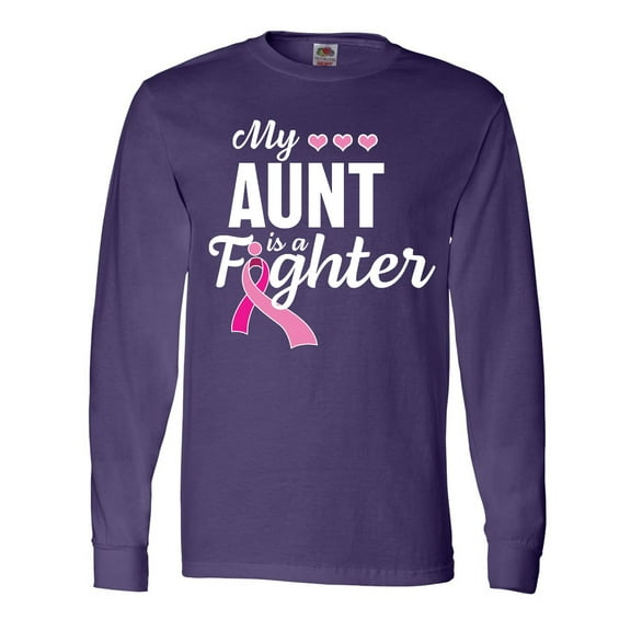 Inktastic Breast Cancer Awareness My Aunt is a Fighter Long Sleeve T-Shirt