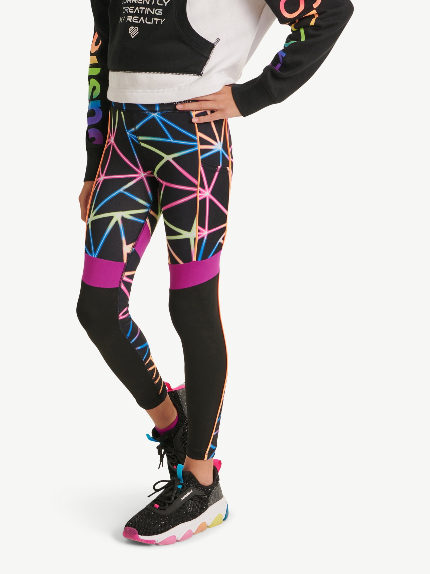 Justice Girls J-Sport Print Blocked Leggings, Sizes XS-XLP