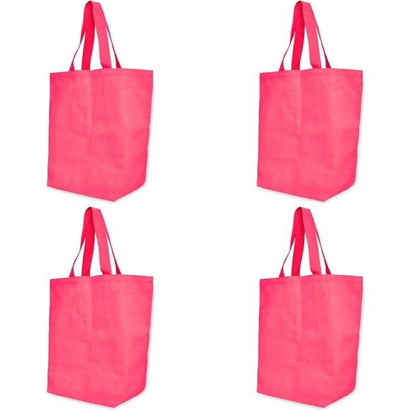 JUCOBEE Pink Juco Tote – Durable Reusable Burlap Bag with Sturdy Handles, Perfect for Women’s Shopping, Weddings, and DIY Projects – 18″ x 21″ x 8″