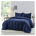 thumbnail image 6 of saney 3pc Prewashed All Season Down Alternative Comforter Duvet Insert -Quilted Comforter with Corner Tabs -Box Stitched -250GSM Fiberfill Chic Farmhouse Bedding(Salomon,Queen,Navy), 6 of 7