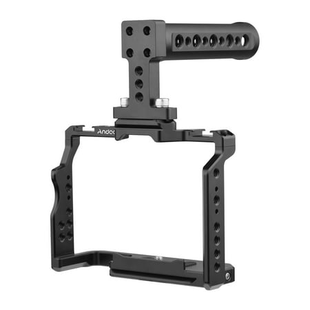 

Andoer Video Cage + Handle Kit Aluminum Alloy with Dual Cold Shoe Mounts Numerous 14 Inch Threads Replacement for Sony A7IV/ A7III/ A7II/ A7R III/ A7R II/ A7S II