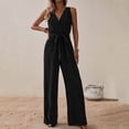 thumbnail image 4 of ABATAB Wide Leg Jumpsuits for Women Casual V-Neck Sleeveless Rompers Wide Leg Long Pants Rompers Summer Outfits, 4 of 5