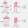 thumbnail image 3 of Best Choice Products 3-Piece Small Bistro Set, Folding Patio Furniture Set of 2 Chairs and Table - Pink, 3 of 9