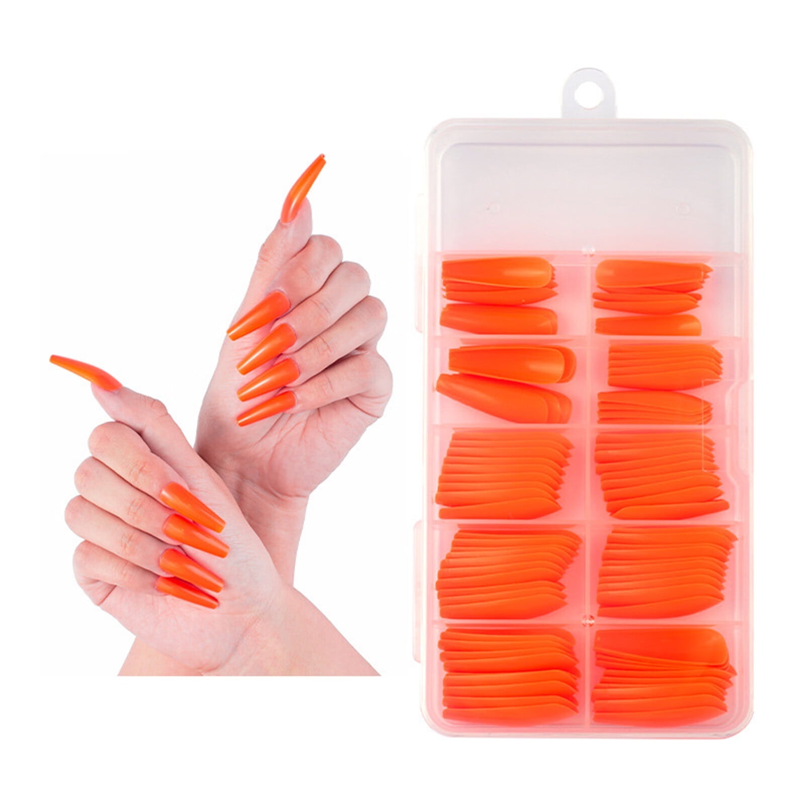 Colored Long Coffin Press On Nails Ballerina Acrylic Artificial False