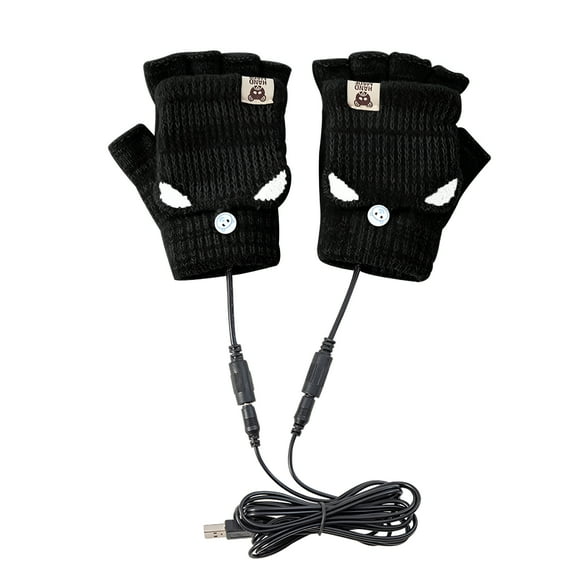 TELOLY 2026 New Heated Gloves for Arthritis Hands Smart Usb Rechargeable Winter Cold Protection Warmth Half Finger Clamshell Knitting Heating Gloves Black One Size, Unisex
