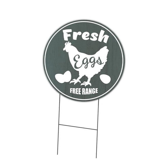 SignMission C-24-CIR-DS-WS- Fresh Eggs 24 in. Double Sided Corrugated Circular Plastic Sign - Farmers Market Fresh Eggs