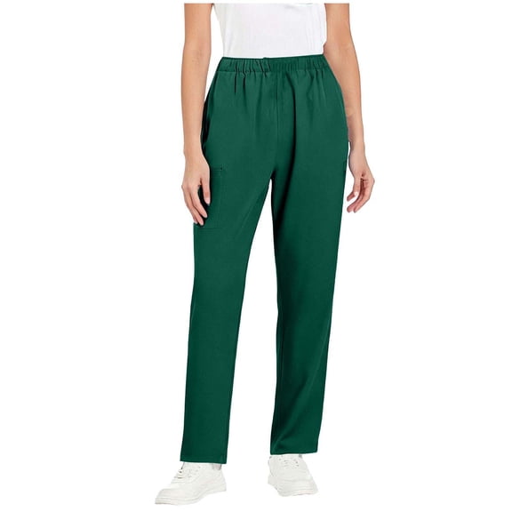 lyufng Work Pants Women Solid Color Straight-Leg Plus Size with Elastic Waistband and Pockets