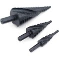 thumbnail image 2 of Juego de brocas escalonadas de nitruro en espiral para metal, PVC, carpintería y tareas de aumento, 3 piezas, para orificios de 4-12 mm, 4-20 mm, 4-32 mm, 2 of 6