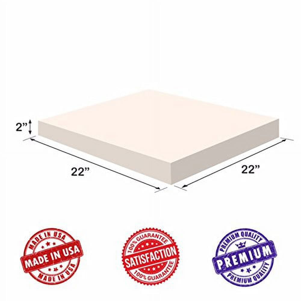 Upholstery Visco Memory Foam Square Sheet- 2"Hx22W"x22L" - 2.5 lb Regular Density- Luxury Quality- For Sofa, Chair Cushions, Pillows, Doctor Recomended for Backache & Bed Sores- Dream Solutions USA