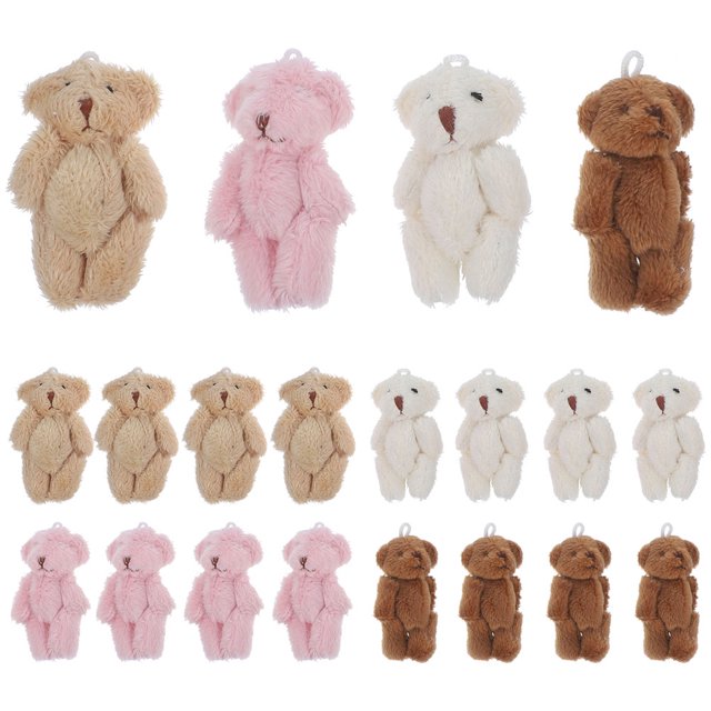 20 mini osos de peluche a granel, pequeños osos de peluche, muñecos de oso suaves para llaveros, baby shower, cumpleaños, bodas, recuerdos de fiesta