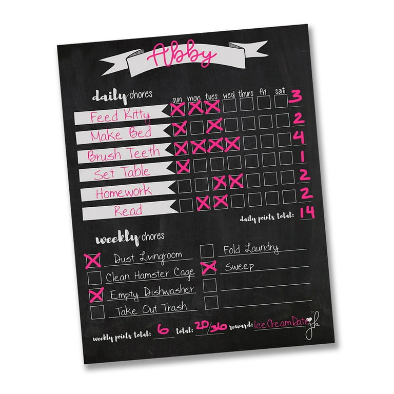 JennaKate Dry Erase Chores Reward Chart Grey