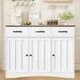 thumbnail image 4 of Compact Coffee Bar with Adjustable Shelves，Asofer 3-Doors & 3-Drawers Kitchen Storage Cabinet, Wooden Sideboard，for Kitchen，Dining Room, White, 4 of 16