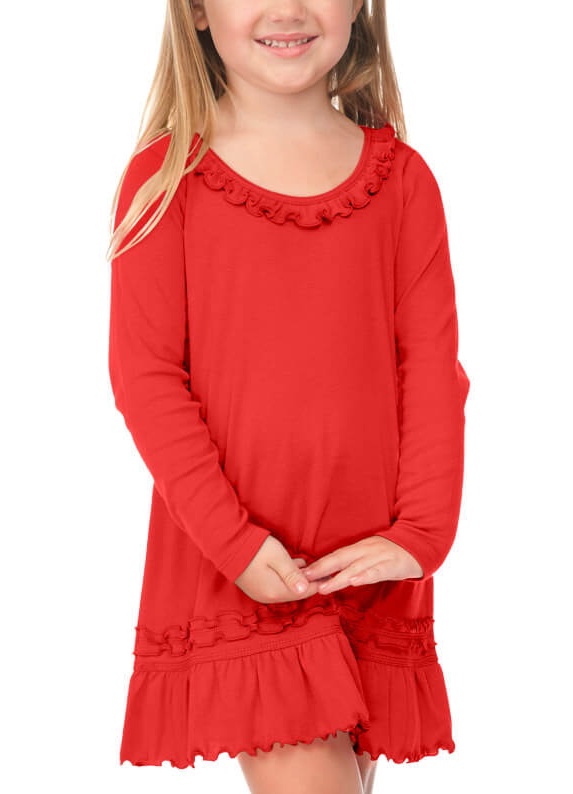 Kavio Kavio! Little Girl 36X Sunflower Long Sleeve Dress Red 3
