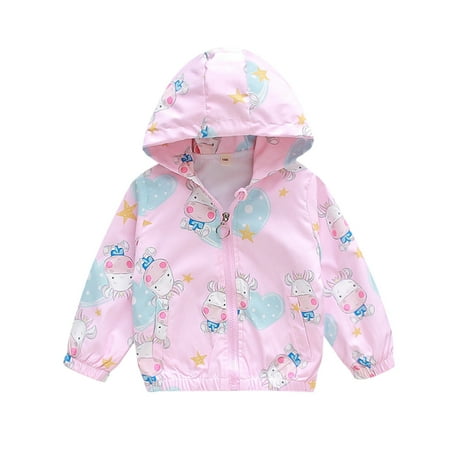 

B91xZ Baby Clothes For Girls Hooded Toddler Outwear Boys Coat Girls Kids Zipper Windbreaker Baby Windproof Jacket Cartoon Toddler Girl Quilted Coat Pink 2-3 Years