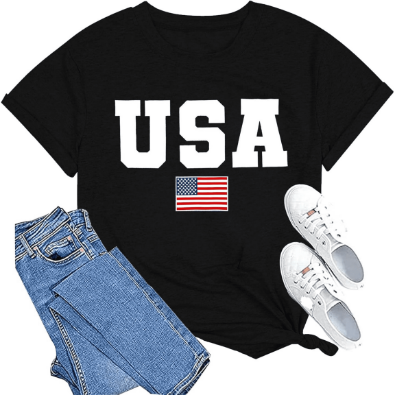 American Flag Shirts 4th of July Tops USA Print Casual Short Sleeve American Proud Mens T-Shirt