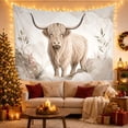 thumbnail image 3 of Highland Cow Among Rocks and Wildflowers, Serene Watercolor for Animal Lovers, Botanical Farm Wall Art, Housewarming Gift, Tapestry Wall Hanging for Bedroom and Living Room, 3 of 7