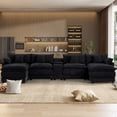 thumbnail image 3 of Wiilayok 145" U Shaped Sectional Sofa,Chenille Cloud Modular Sectional Sofa Couch Set with Double Chaise,Central Console,Cup Holder for Living Room,Dark Black, 3 of 10