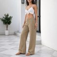 thumbnail image 4 of Stralyhd Wide Leg Women Jeans Elastic Waist Low Rise Denim Pants Spring Summer Casual Jean Baggy Lightweight Straight Palazzo Pants Khaki M, 4 of 5