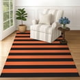 thumbnail image 6 of iOhouze Outdoor Rugs Orange and Black Striped Area Rug 4x6 ft Washable Indoor Outdoor Cotton Floor Carpet Rug Fall Rugs, 6 of 8