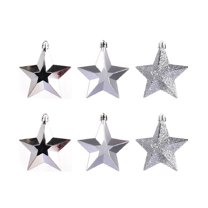 UYUH Christmas Plastic Pendant Ornaments 5-Pointed Star & Snowflake Decor 3.2” to 4.2” Hanging Ball Decorations for Tree, Gift Bags, Tabletop, Parties