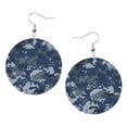 thumbnail image 6 of Navy Blue Digital Camouflage Dangle Round Lightweight Drop Circle Earrings For Women, 6 of 6